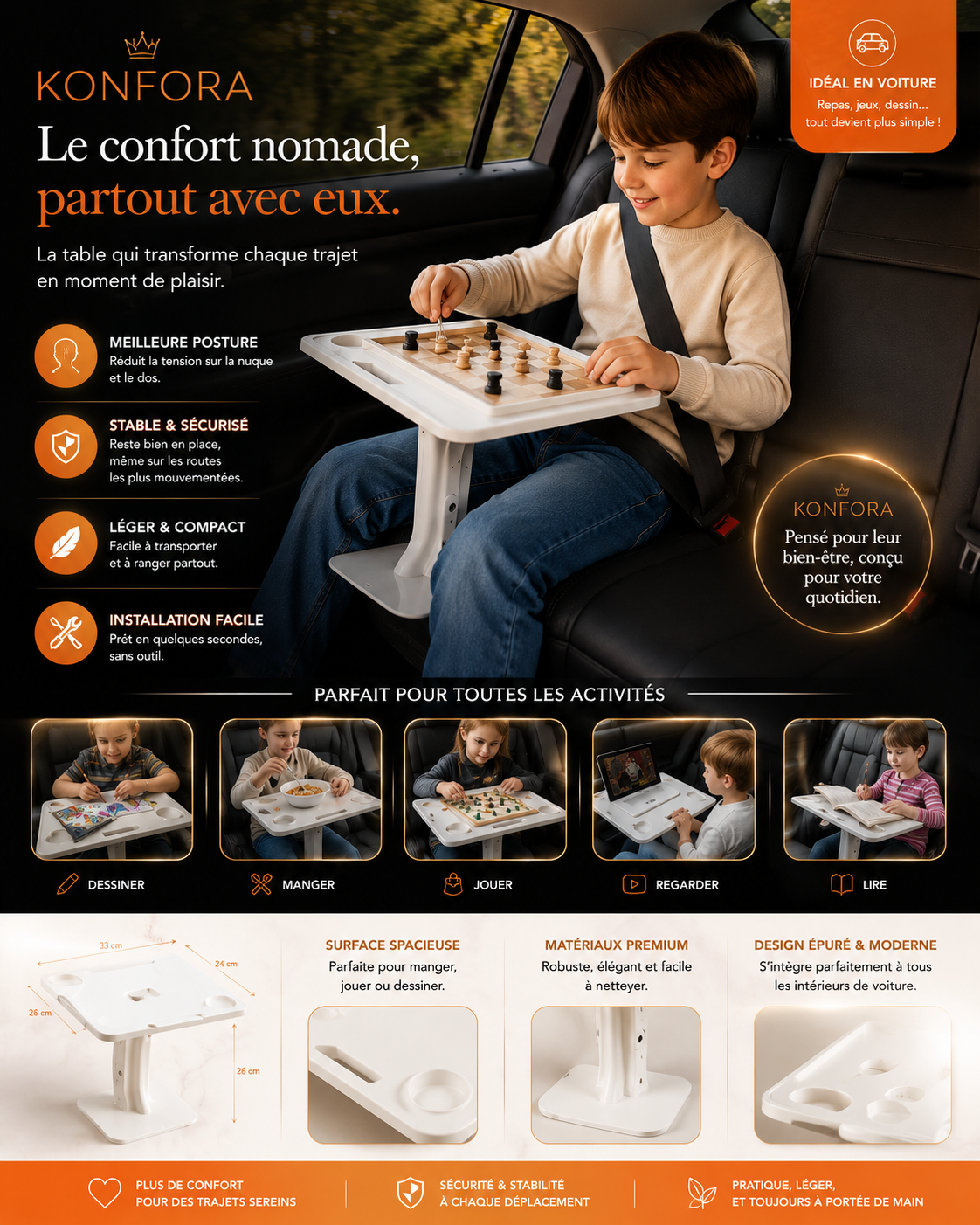 ⭐Konfora⭐  La table portable 8-en-1